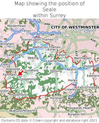 Map showing location of Seale within Surrey