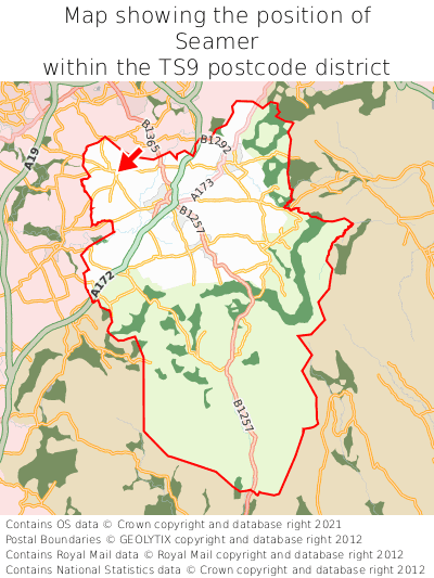 Map showing location of Seamer within TS9