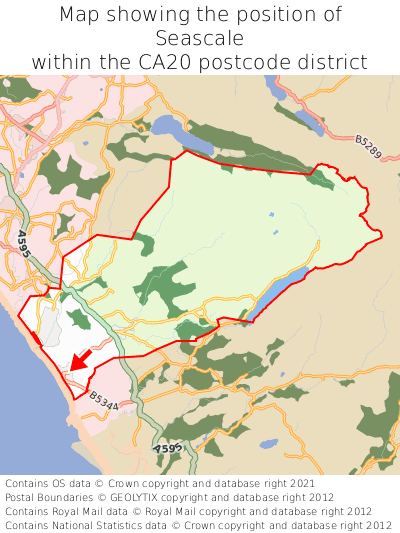 Map showing location of Seascale within CA20