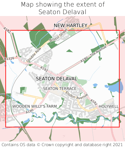 Map showing extent of Seaton Delaval as bounding box