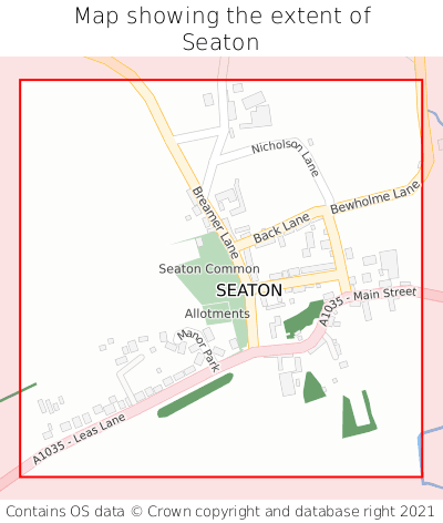 Map showing extent of Seaton as bounding box
