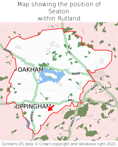 Map showing location of Seaton within Rutland