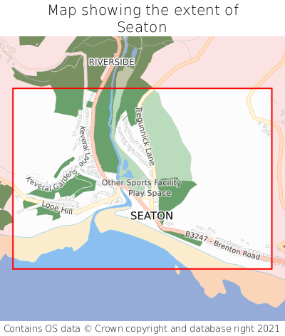 Map showing extent of Seaton as bounding box