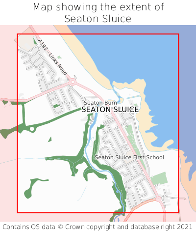 Map showing extent of Seaton Sluice as bounding box