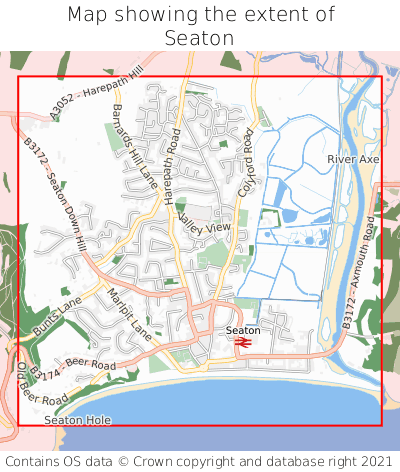 Map showing extent of Seaton as bounding box