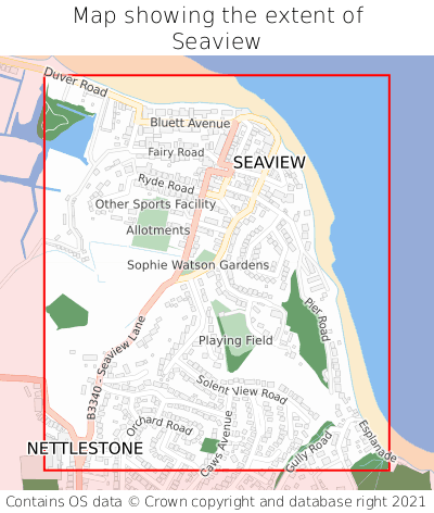 Map showing extent of Seaview as bounding box