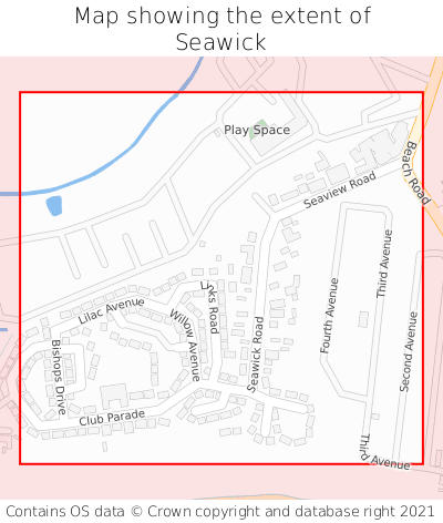 Map showing extent of Seawick as bounding box