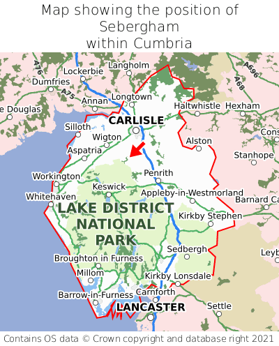 Map showing location of Sebergham within Cumbria
