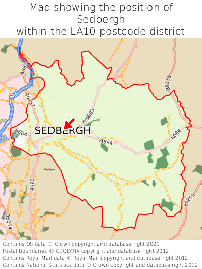 Map showing location of Sedbergh within LA10