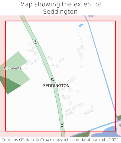 Map showing extent of Seddington as bounding box