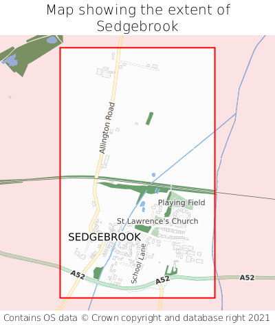 Map showing extent of Sedgebrook as bounding box