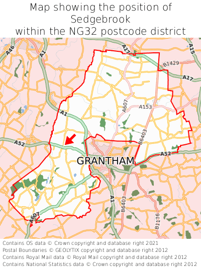 Map showing location of Sedgebrook within NG32