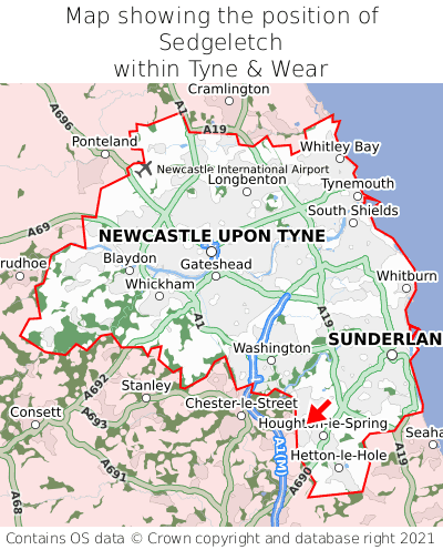 Map showing location of Sedgeletch within Tyne & Wear