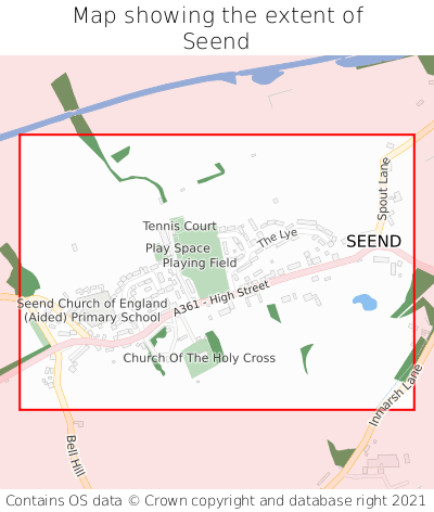 Map showing extent of Seend as bounding box