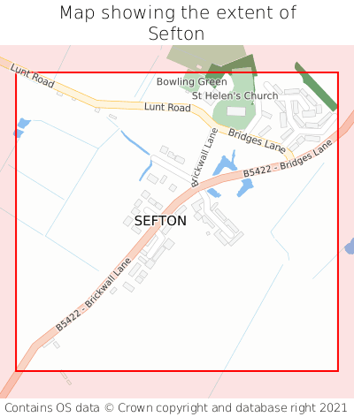 Map showing extent of Sefton as bounding box
