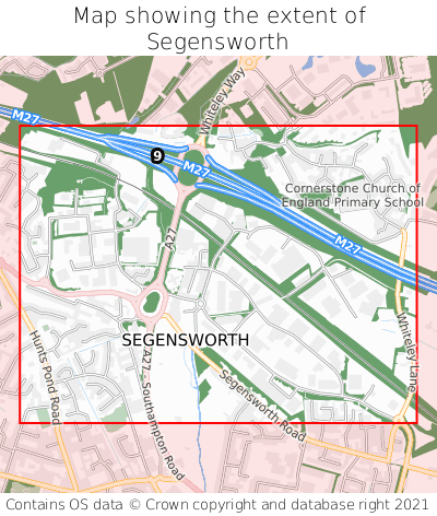 Map showing extent of Segensworth as bounding box