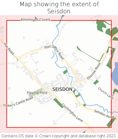 Map showing extent of Seisdon as bounding box