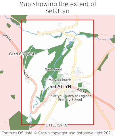 Map showing extent of Selattyn as bounding box