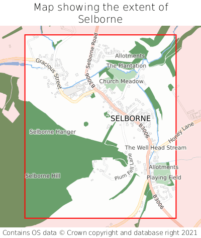 Map showing extent of Selborne as bounding box
