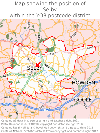 Map showing location of Selby within YO8