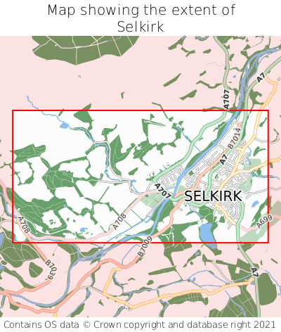 Map showing extent of Selkirk as bounding box
