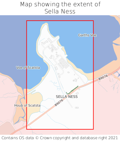 Map showing extent of Sella Ness as bounding box