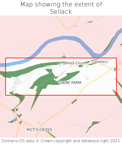 Map showing extent of Sellack as bounding box
