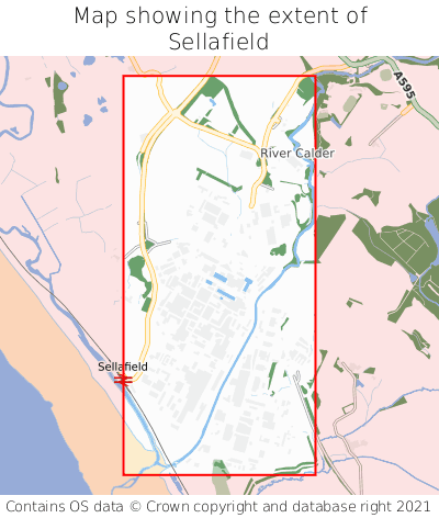 Map showing extent of Sellafield as bounding box
