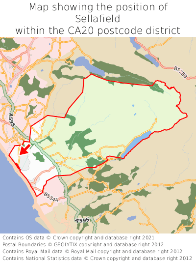 Map showing location of Sellafield within CA20