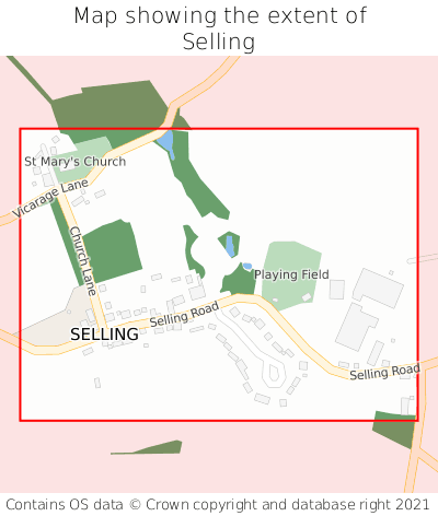 Map showing extent of Selling as bounding box