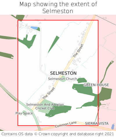 Map showing extent of Selmeston as bounding box
