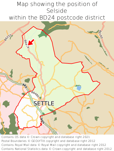 Map showing location of Selside within BD24
