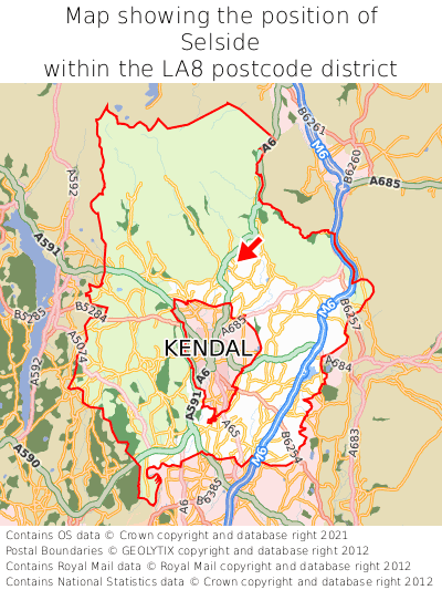 Map showing location of Selside within LA8