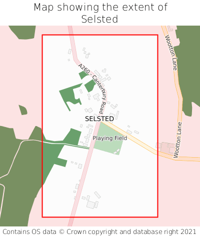 Map showing extent of Selsted as bounding box