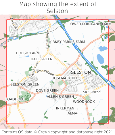 Map showing extent of Selston as bounding box