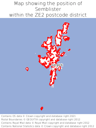 Map showing location of Semblister within ZE2