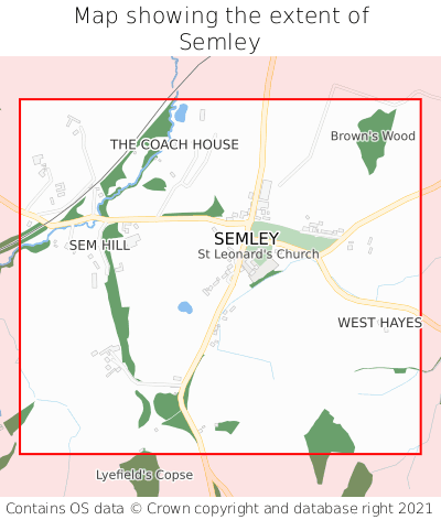 Map showing extent of Semley as bounding box