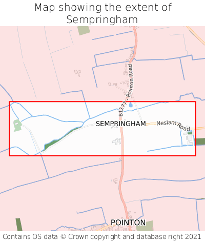 Map showing extent of Sempringham as bounding box