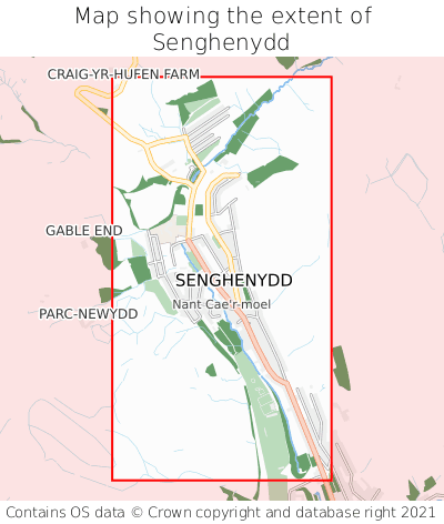Map showing extent of Senghenydd as bounding box