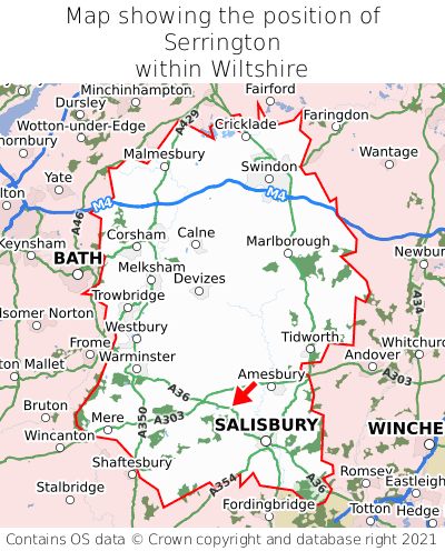 Map showing location of Serrington within Wiltshire