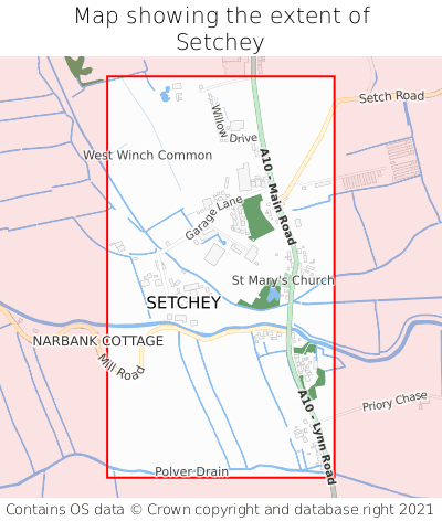 Map showing extent of Setchey as bounding box