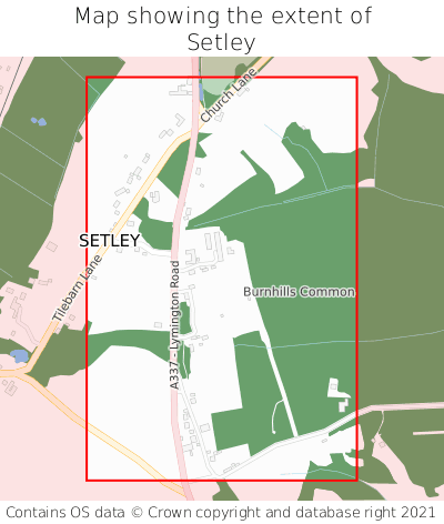 Map showing extent of Setley as bounding box