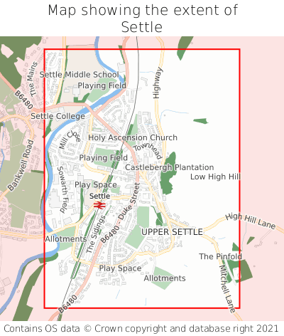 Map showing extent of Settle as bounding box