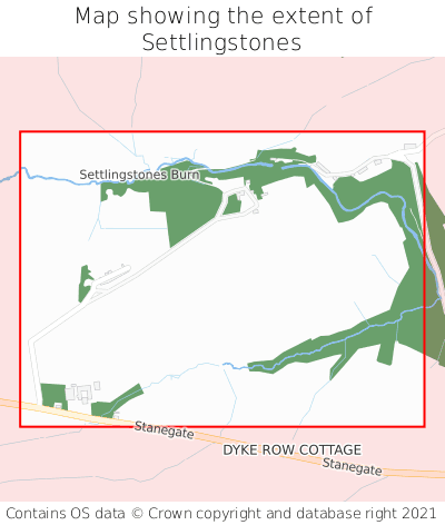 Map showing extent of Settlingstones as bounding box