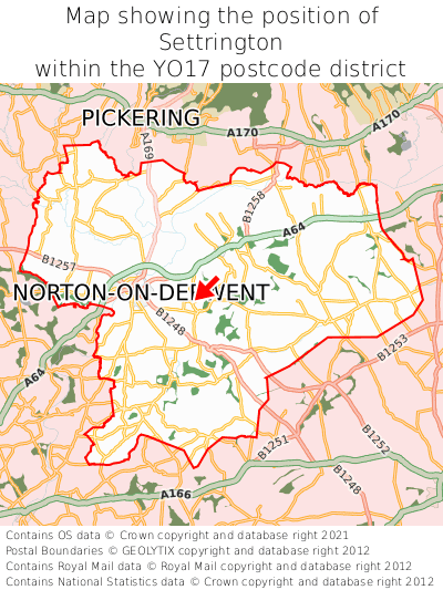 Map showing location of Settrington within YO17
