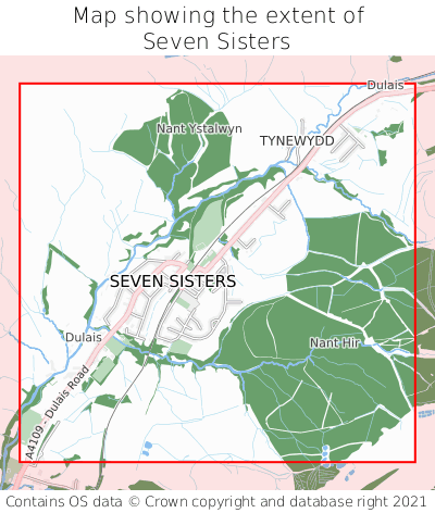 Map showing extent of Seven Sisters as bounding box