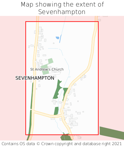 Map showing extent of Sevenhampton as bounding box