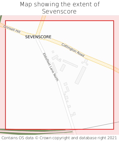 Map showing extent of Sevenscore as bounding box