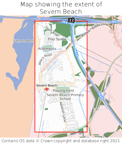 Map showing extent of Severn Beach as bounding box