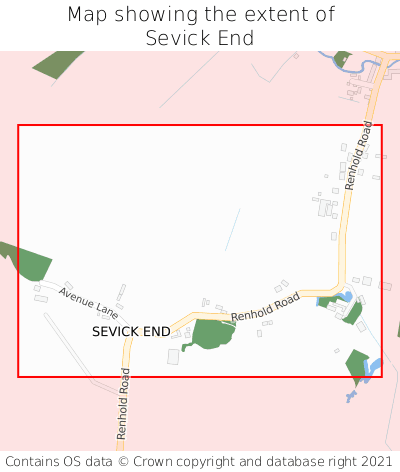 Map showing extent of Sevick End as bounding box